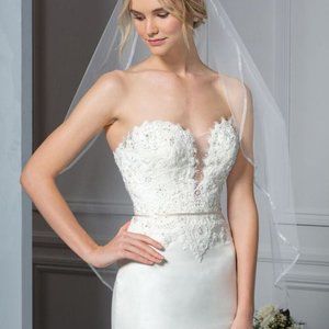 New Bridal Veil Casablanca "Beloved" Style BL241V Ivory Color Simple Elegance